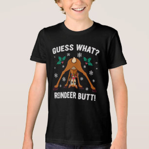 Guess What Reindeer Butt Christmas Joke Tri-Blend Shirt