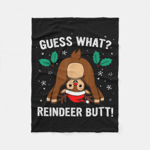 Guess What Reindeer Butt Mens & Boys Funny Ugl Fleece Blanket