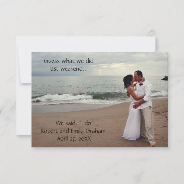 Guess What We Did Wedding-3x5Marriage Announcement (Front)