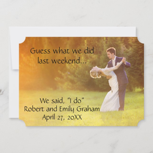 Guess What We Did Wedding Marriage Announcement (Front)