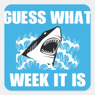 Guess What Week It Is Funny Shark Square Sticker