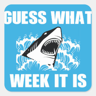 Guess What Week It Is Funny Shark Square Sticker