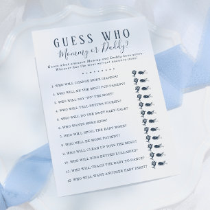 Guess Who Baby Shower Game   Nautical Whale Boy Invitation