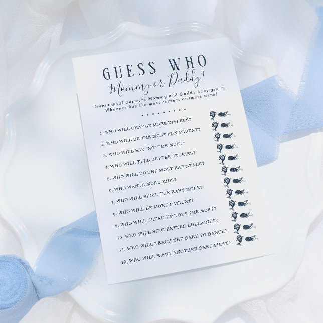 Guess Who Baby Shower Game | Nautical Whale Boy Invitation (Creator Uploaded)