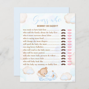 Guess Who Bear Blue Baby Shower Game
