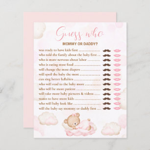 Guess Who Bear Pink Baby Shower Game