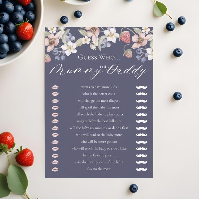 Guess Who Berry Sweet Baby Shower Game Card (Guess Who Berry Sweet Baby Shower Game Card)