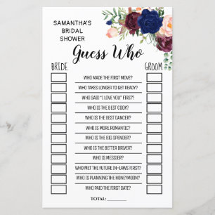 Guess who bridal shower english spanish game