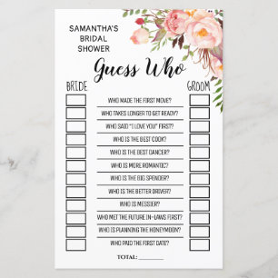 Guess who bridal shower english spanish game
