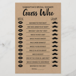 Guess who bridal shower english spanish game