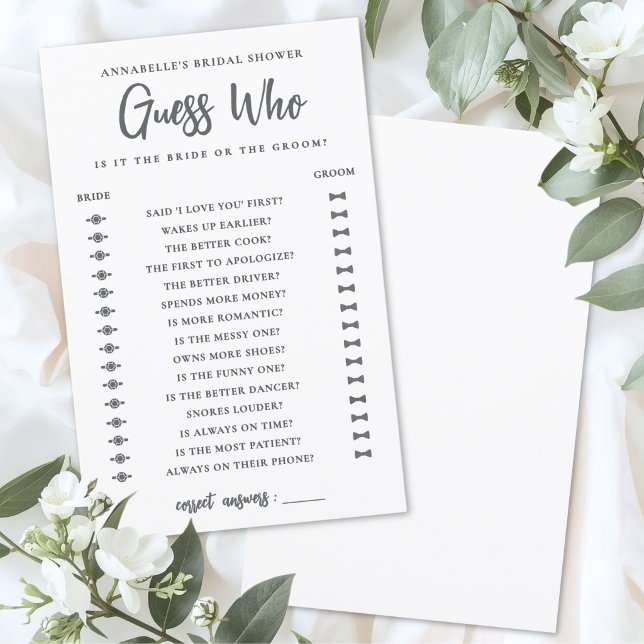 Guess Who Bridal Shower Game (Guess Who Minimalist Bridal Shower Game )