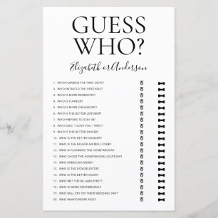 Guess Who Bridal Shower Game