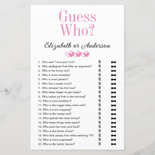 Guess Who  Bridal Shower Game