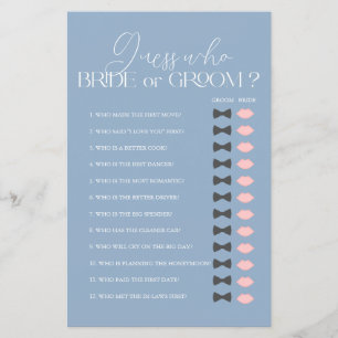 Guess Who Bride or Groom Blue Bridal Shower Game