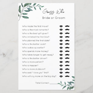 Guess Who- Bride or Groom- Bridal Shower Game