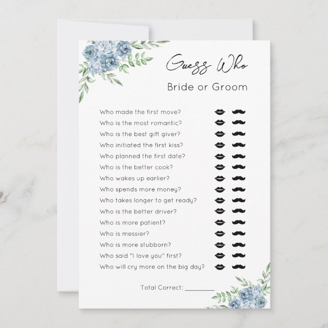 Guess Who Bride or Groom- Bridal Shower Game Holiday Card (Front)