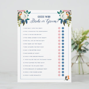 Guess Who Bride or Groom Bridal Shower Game Invitation