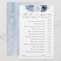 Guess Who Bride or Groom - Dusty Blue Game Card