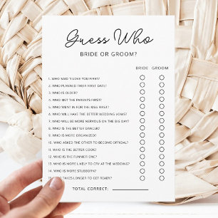 Guess Who Bride or Groom Game Bridal Shower Game Invitation