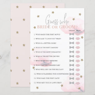Guess Who Bride or Groom Pink Bridal Shower Game