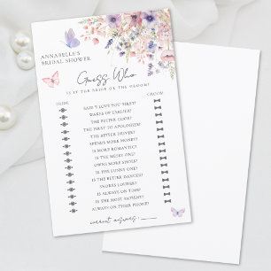 Guess Who Butterfly Wildflower Bridal Shower Game