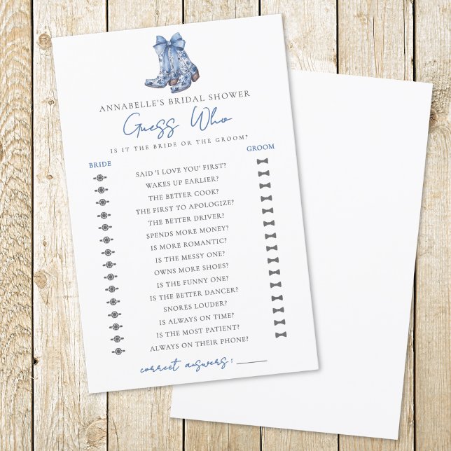 Guess Who Country Bow Cowboy Bridal Shower (Guess Who Country Bow Cowboy Bridal Shower)