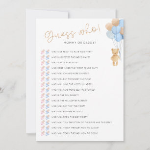 Guess Who Downloadable Baby Shower Game Card