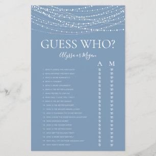 Guess Who Dusty Blue Lights LGBTQ Shower Game