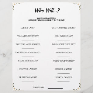 Guess Who Game – Funny & Cute Printable Party Acti Custom Letterhead