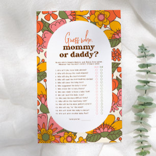 Guess Who Groovy Retro Flowers Boho Baby Shower