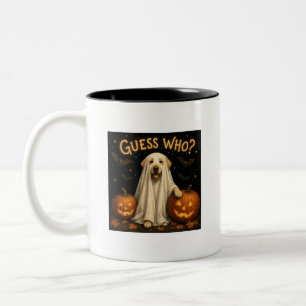 Guess Who? Halloween Ghost Labrador Dog Design Two-Tone Coffee Mug