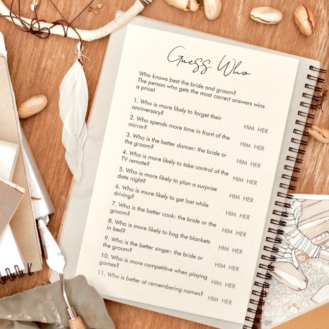  Guess Who Minimalist Wedding & Bridal Shower Game (Creator Uploaded)