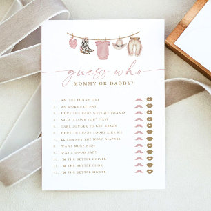 Guess Who Mom or Dad Cowgirl Baby Shower Game Card