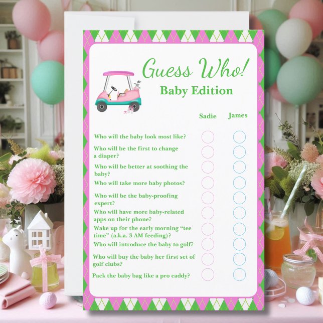 Guess Who? Mum & Dad Baby Shower Golf Cart  (Creator Uploaded)
