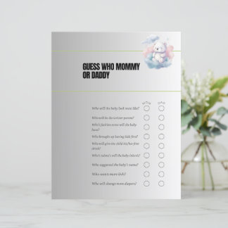 Guess Who Mum or Dad Baby Shower Game