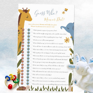 Guess Who Mum or Dad Cute Animals Baby Shower Game