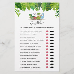 Guess Who Mum or Dad? Dinosaur Baby Shower Game