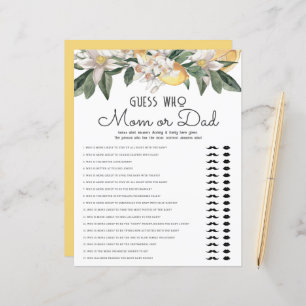 Guess Who Mum Or Dad Lemon Citrus Baby Shower