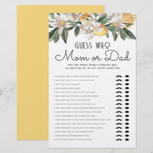 Guess Who Mum Or Dad Lemon Citrus Baby Shower Stationery