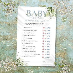Guess Who Mummy Daddy Greenery Baby Shower Game