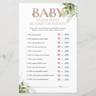 Guess Who Mummy Daddy Greenery Baby Shower Game