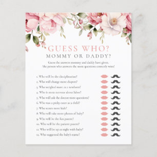 Guess Who Mummy Daddy Pink Floral Baby Shower Game