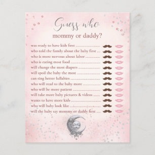 Guess Who Mummy Daddy Pink Moon Baby Shower Game