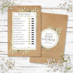 Guess Who Mummy Daddy Rustic Baby Shower Game