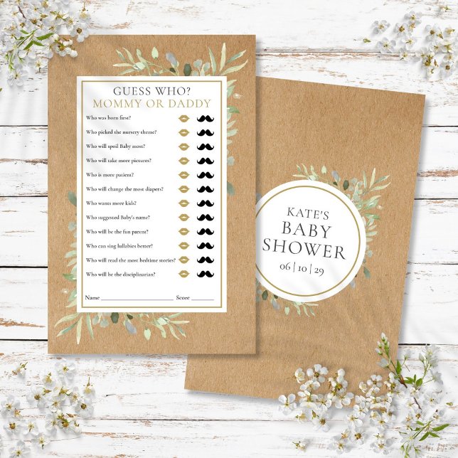 Guess Who Mummy Daddy Rustic Baby Shower Game (Guess Who Mommy Daddy Rustic Baby Shower Game)