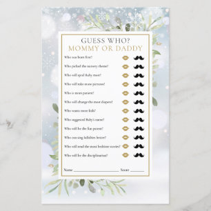 Guess Who Mummy Daddy Winter Baby Shower Game
