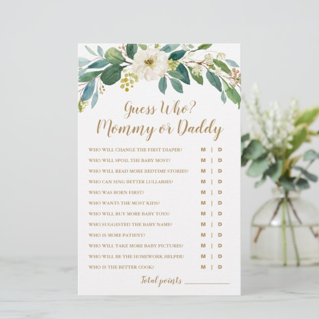 Guess Who? Mummy or Daddy Baby Shower Game (Standing Front)