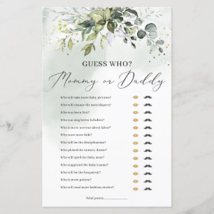 Guess who mummy or daddy baby shower game