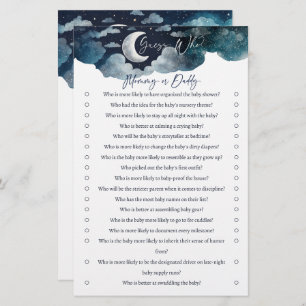 Guess who mummy or daddy baby shower game card