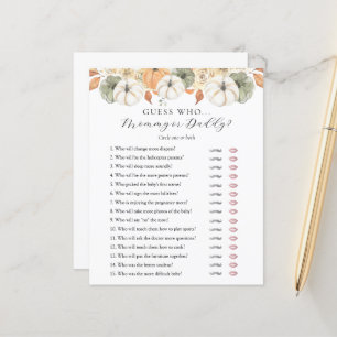 Guess Who Mummy or Daddy Baby Shower game card